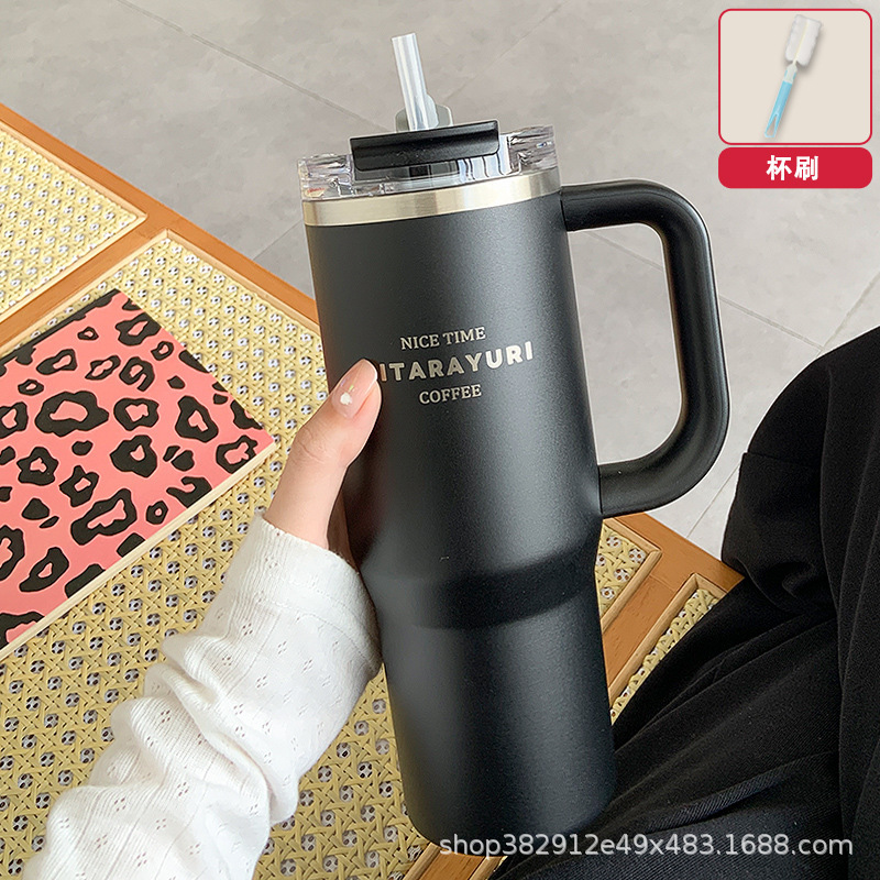 ビッグマック断熱カップ大容量ストローカップ 2025 新しい男性と女性の保冷アイスバーカー車のステンレス鋼カップ|undefined