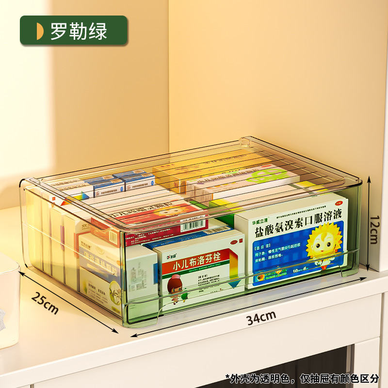 便捷透明药箱药品收纳盒抽屉式药物收纳柜家用大容量医药箱大号家|undefined