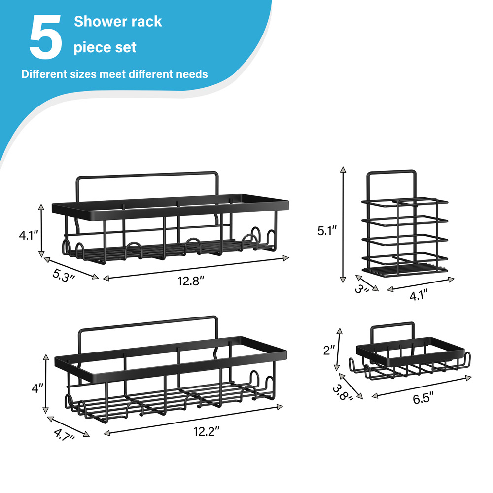 Estante de baño sin perforación simple de hierro forjado Estante de almacenamiento de artículos de tocador de baño Estante de almacenamiento de jabón de afeitar image 6
