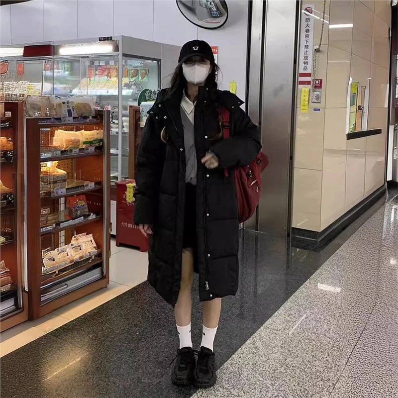 Comercio exterior ropa de algodón larga para mujeres 2025 invierno estilo coreano suelto ocio con sombrero grueso abrigo de algodón sobre la rodilla image 3