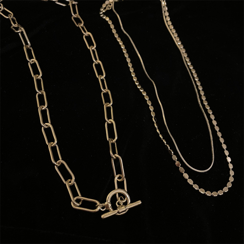 fashion multilayer square thick chain OT buckle necklacepicture7