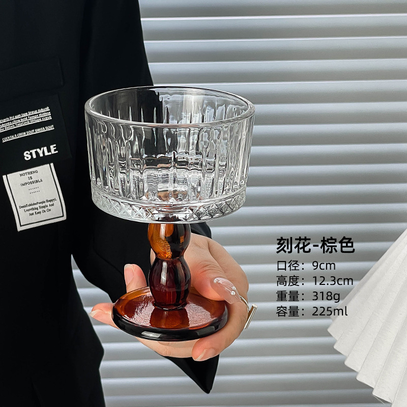 Nicho sensación de atmósfera copa de vino medieval copa de vidrio de pie alto copa de champán copa de vino tinto sensación alta copa de helado de viento