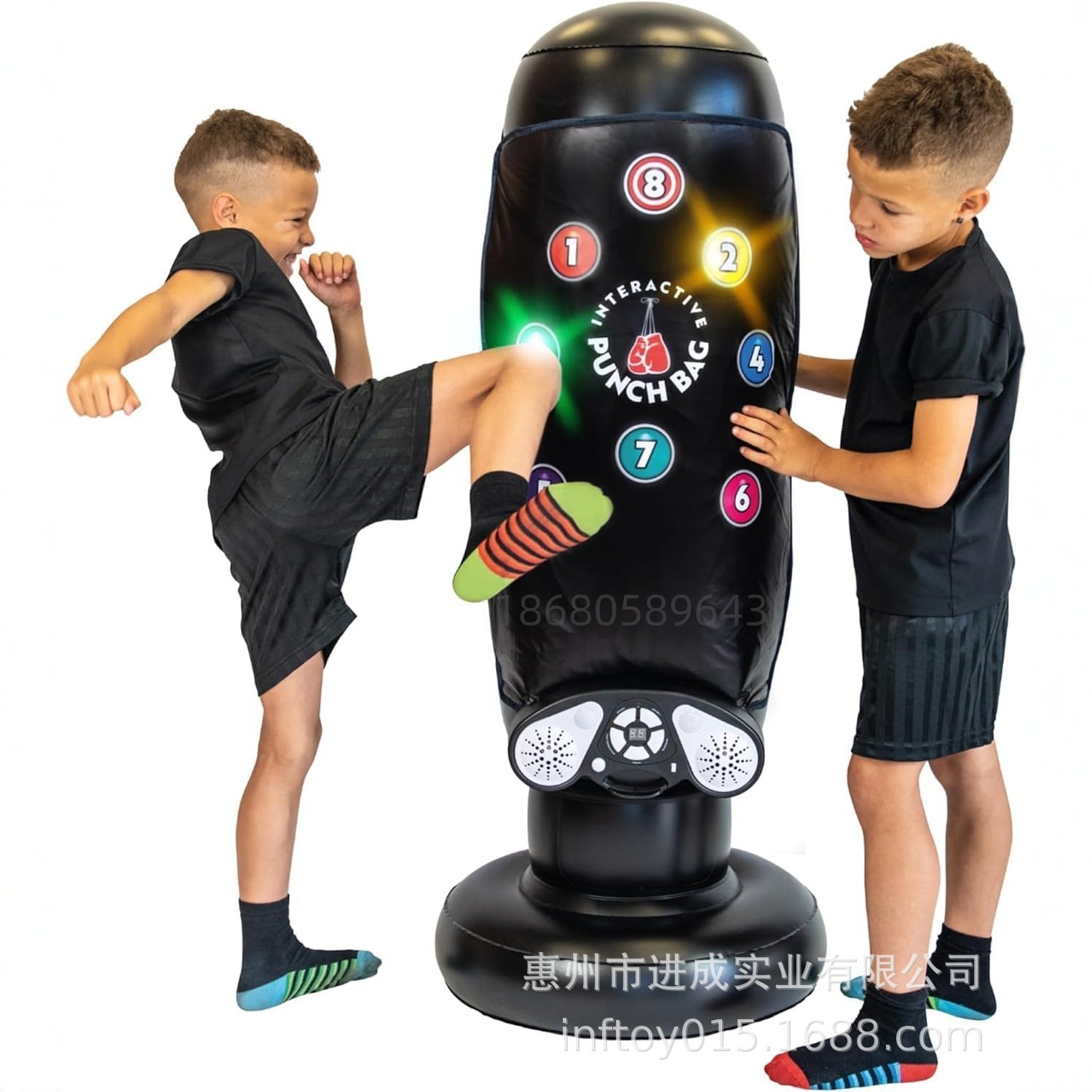 Children's Sports Interactive Toys Pvc Inflatable with Light and Timer Boxing Bag Vertical Strike Column Factory Customization