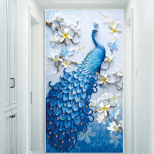 2021 new 5D Diamond painting new peacock living room Crystal Point tile show hallway diamond cross stitch full Diamond
