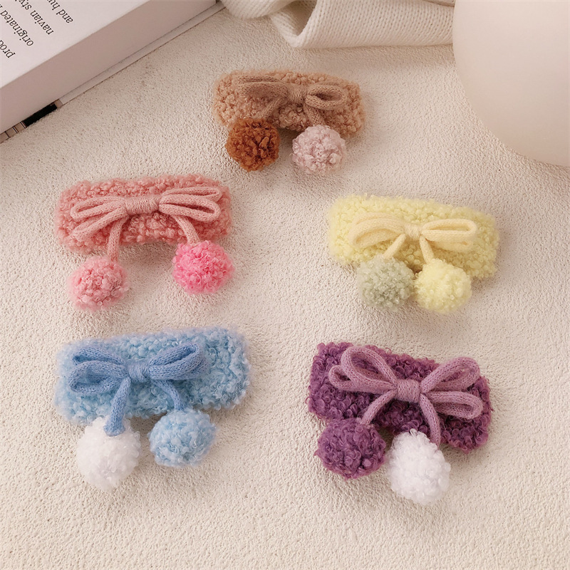 Diario de color ~ otoño y invierno arco pelusa pinzas de cabello para mujeres adorables lateral frises pinzas de cabello BB bola de cabello