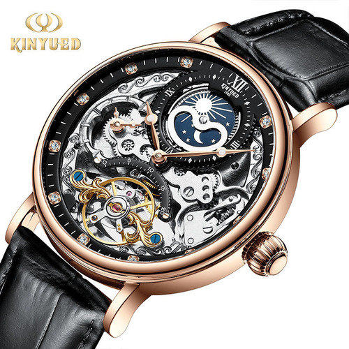 KINYUED multifunctional mechanical watch tourbillon men's watch fully automatic mechanical watch luminous hollow men's watch