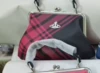 Half black plum red large plaid