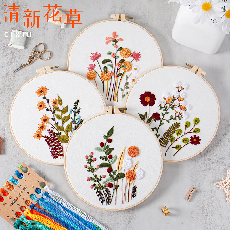 DIY bordado hecho a mano paquete de material de estilo Europeo flores, flores, plantas, tranquilo y estático traje de costura Inglés Nuevo Original