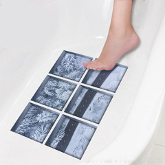 B005 New cross-border anti-slip and wear-resistant 3D bathtub stickers winter road self-adhesive PVC wall stickers bathroom floor stickers
