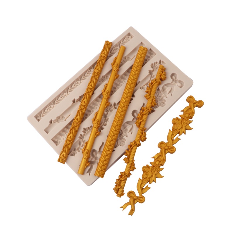 Patrón de estilo europeo en relieve fondant molde de silicona ritmo seco Flor DE LA Perla Vid borde decoración de la torta del molde de chocolate