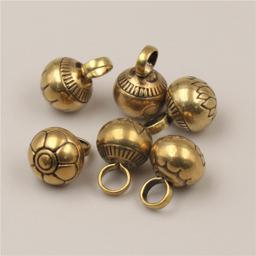 Solid brass cheongsam buttons Hanfu Tangzhuang round carved flower buttons retro Chinese style chrysanthemum copper ornaments various patterns
