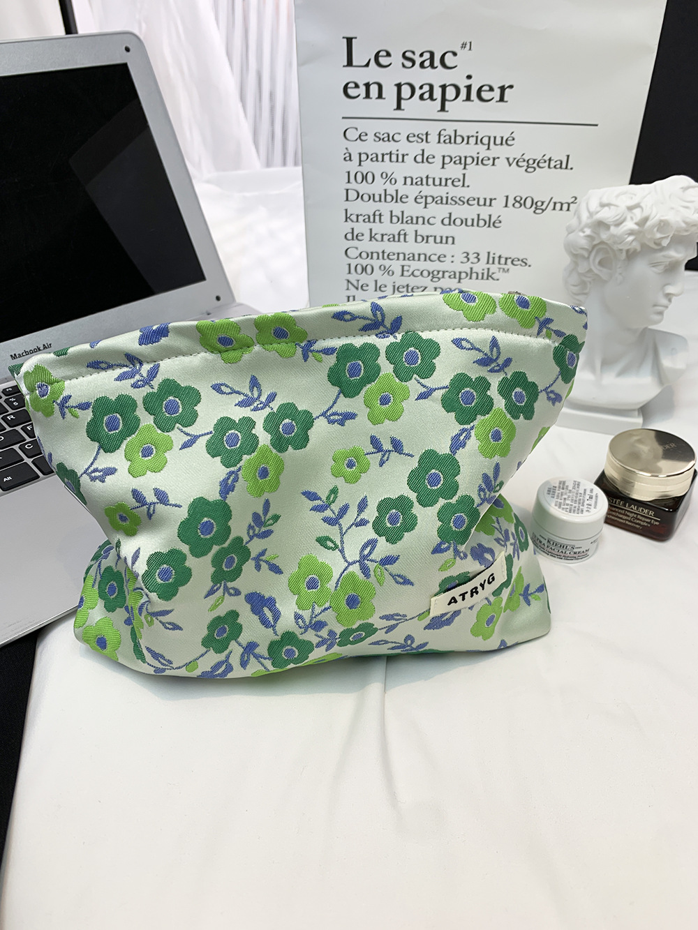 Bolsa de maquillaje de alta calidad Jacquard mano bolsa de maquillaje de gran capacidad para mujeres maquillaje viaje bolsa de almacenamiento