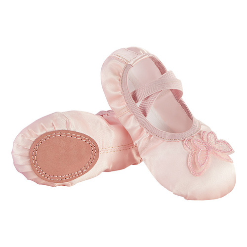 New children's ballet shoes, girls 'soft-sole practice dancing shoes, princess satin embroidery butterfly shape training shoes