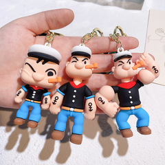 クリエイティブ漫画ポパイ人形シリコーンキーホルダーペンダントバッグ車のキーチェーンアクセサリーギフト卸売