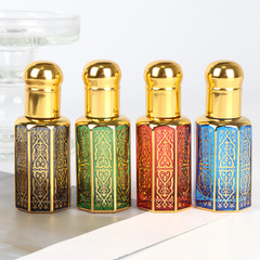 3/6/12ML essential oil roller bottle empty bottle electroplated colorful perfume roller bottle massage and apply mini glass octagon
