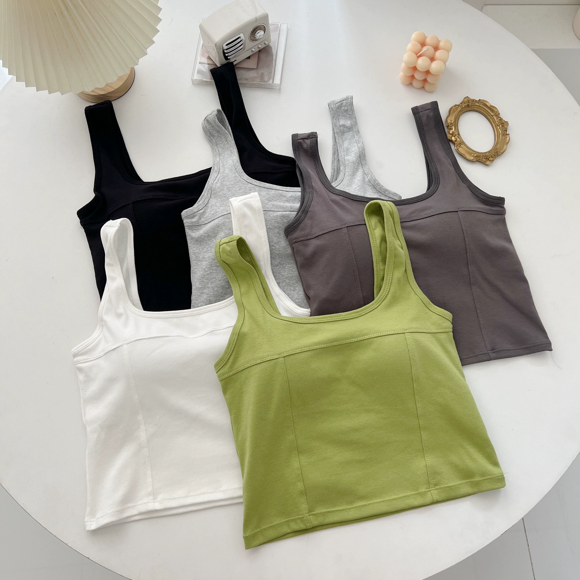 Universal top with cups, colored underwear as outerwear sleevless, simple and elegant design, 2023 collection