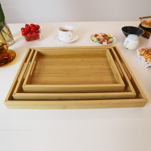 Bamboo Hotel Flat Tray Tea Tray Household Bamboo Handle Tray Restaurant Fast Food Tray Storage Bamboo Tray