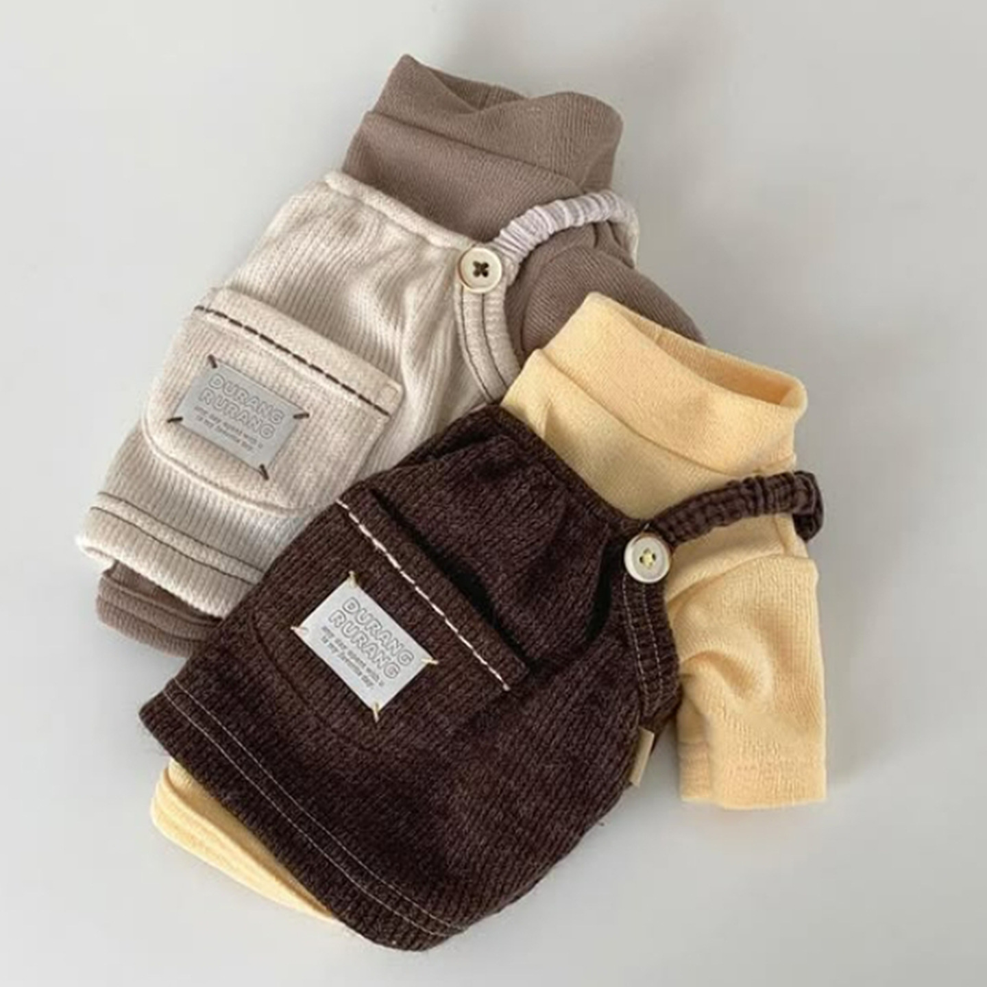 Nuevo otoño y invierno simple afortunado bolsillo de cachorro vestido de correa delgada mascota perro gato ropa de peluche image 1