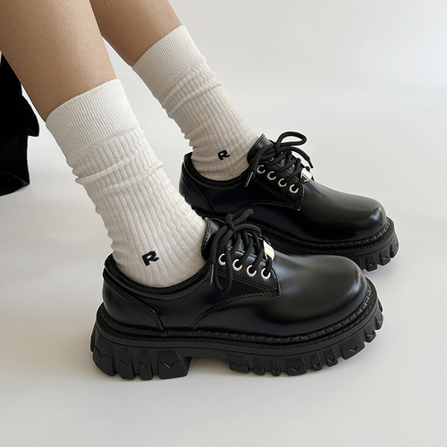 Academic Style Belting Little Leather Shoes for Women - 2025 Spring Japanese Style Thick Sole Moccasins Casual Uniform Shoes for Women
