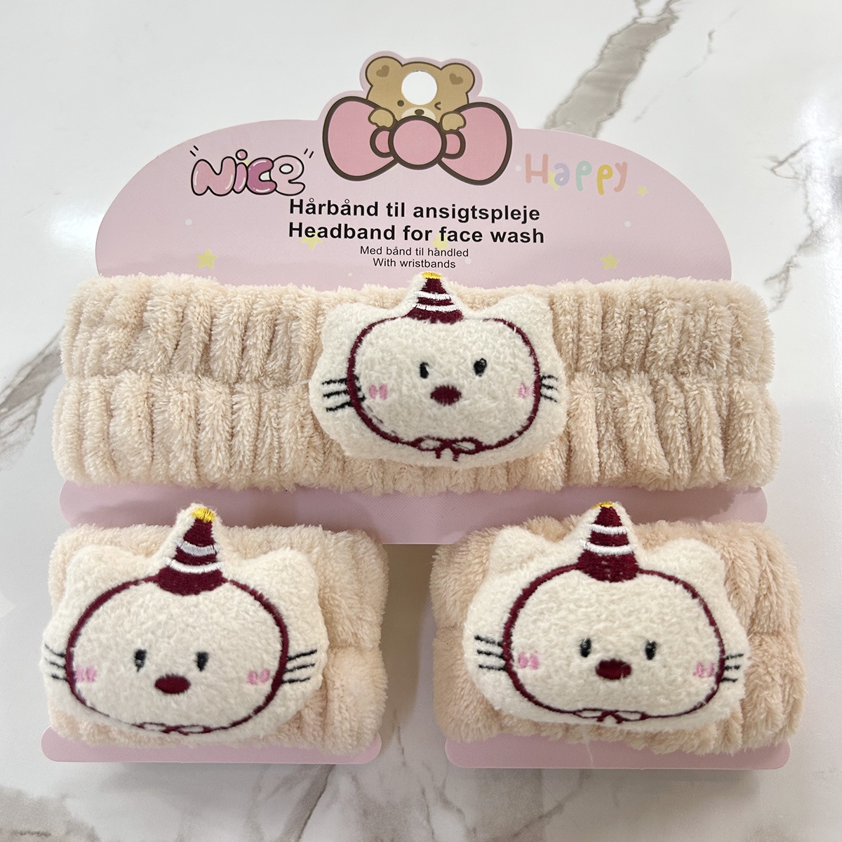 Banda de cabello de moda con tarjeta de papel dulce decoración de animales pequeños de peluche de lavado banda de cabello de dibujos animados correa de muñeca tridimensional