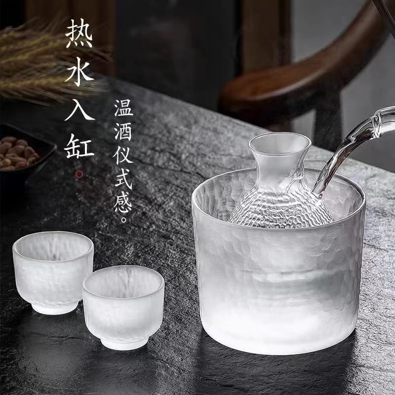 日本式ガラス清酒壷透明温酒器小杯高颜値家庭用黄酒米酒梅子酒具セット|undefined