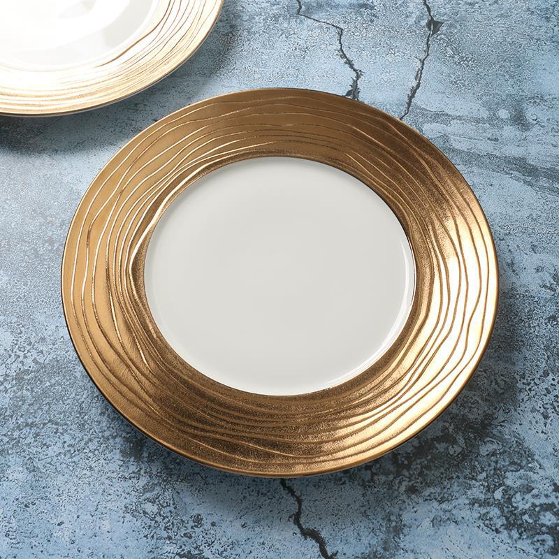 [Una marca de producto único final de Torre] Serie de lujo placa de oro local [Nueva porcelana de Hueso] placa occidental hueso nuevo