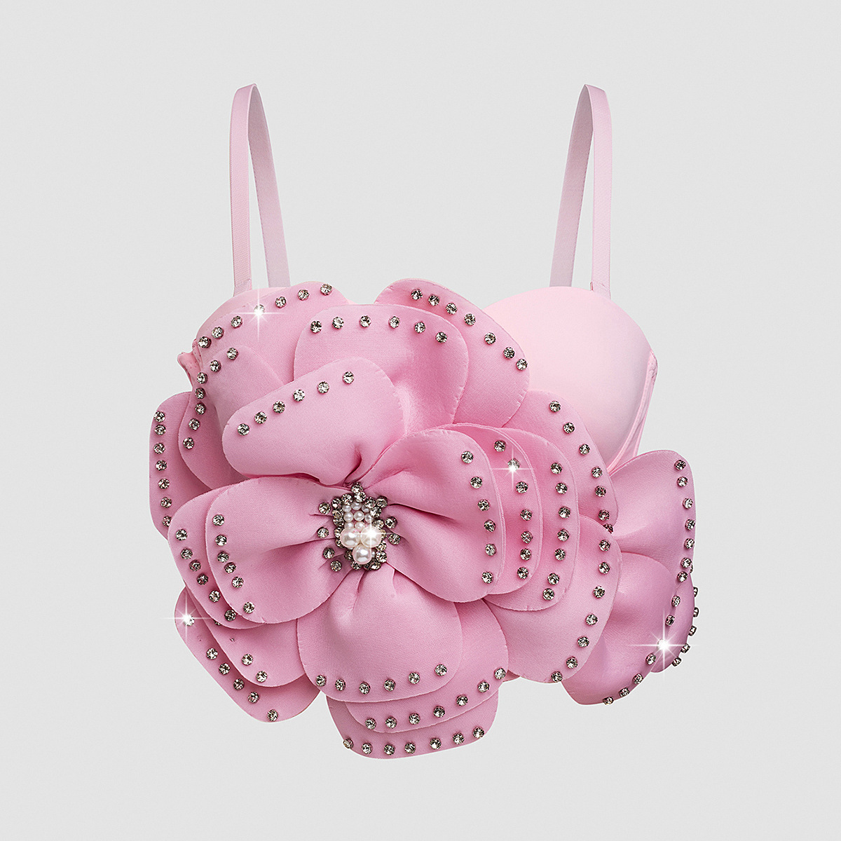 Lu Qiuguo Cross-Border Women's Handmade Diamond-Encrusted Camisole Outer Wear Elegant Flower Tube Top Stage Wear Db1729