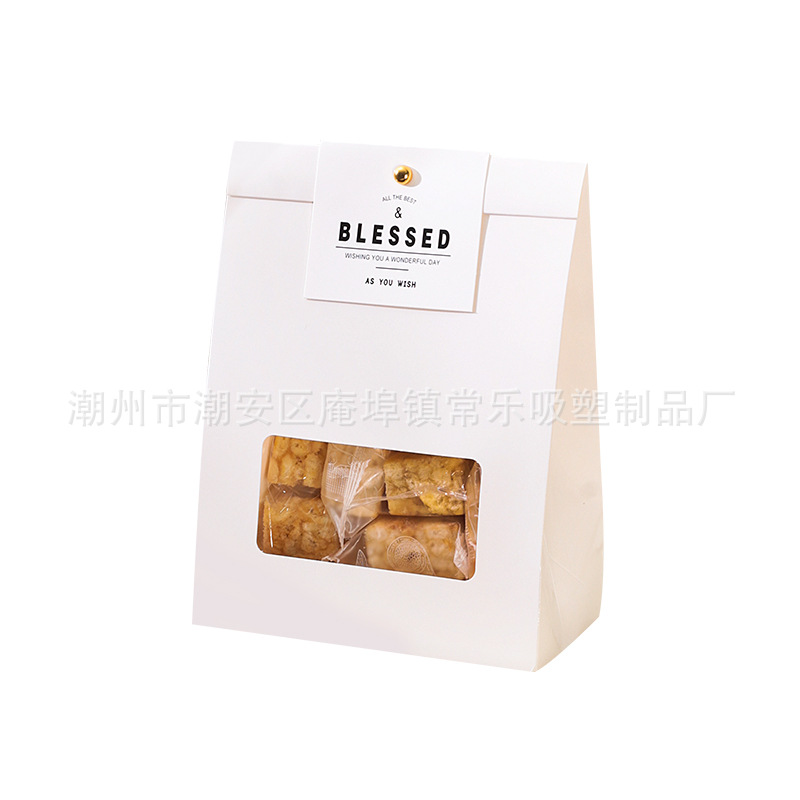 Bolsa de galletas sin plegables, copo de nieve, arroz, barco, bolsa de galletas, bolsa de regalo, papel kraft, bolsa de ventana autoportante