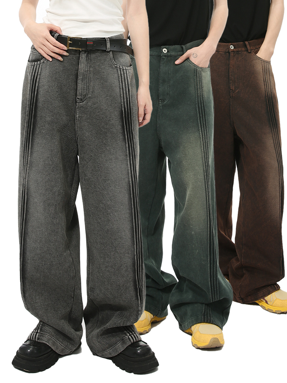 MTLCLOTHES Hombres| Nuevos productos de otoño de moda americana color gradiente retro hacer viejos jeans de moda