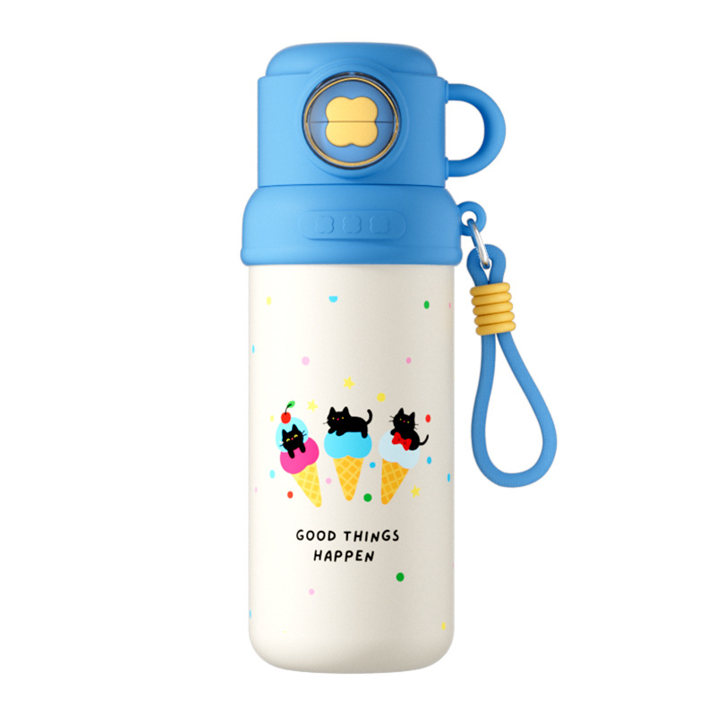 Alto valor facial encantador niño taza de aislamiento de acero inoxidable de gran capacidad taza de paja de tres bebidas taza portátil