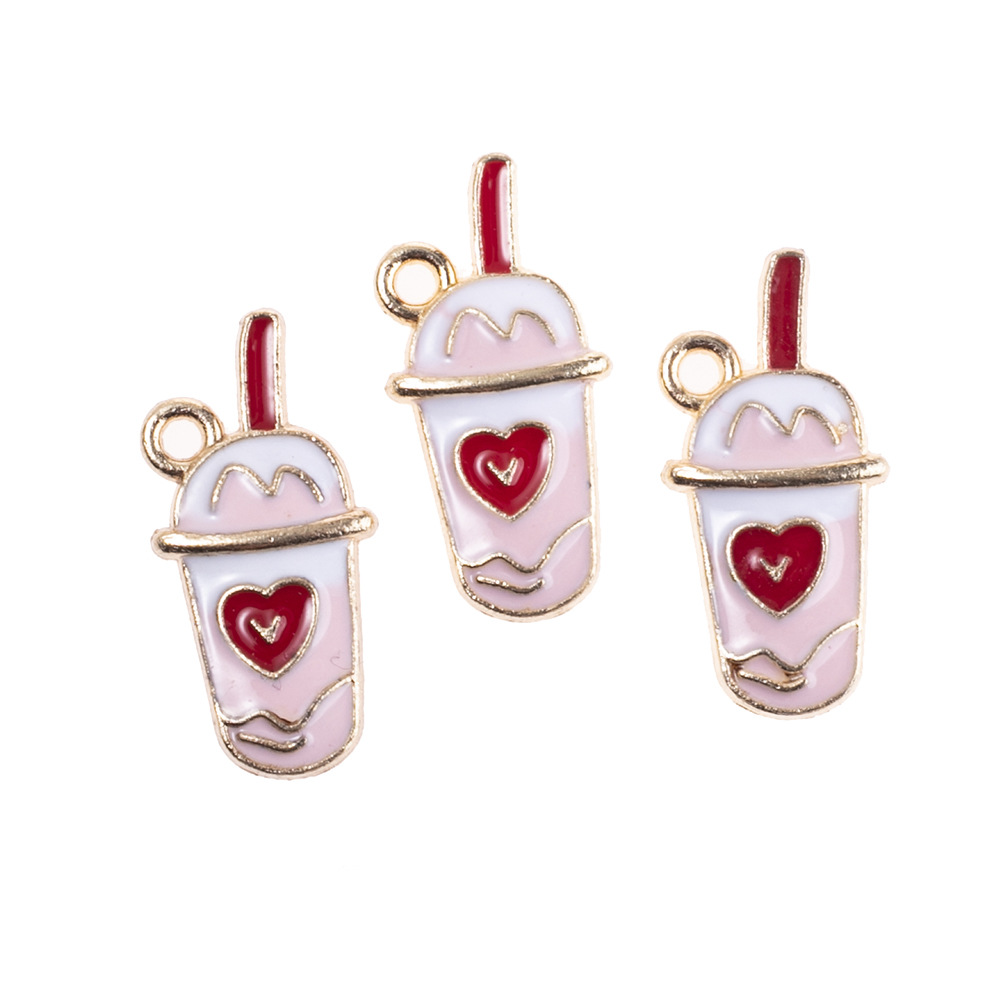 10 Pieces Cartoon Style Cup Heart Shape Alloy Enamel Pendant Jewelry Accessories display picture 1