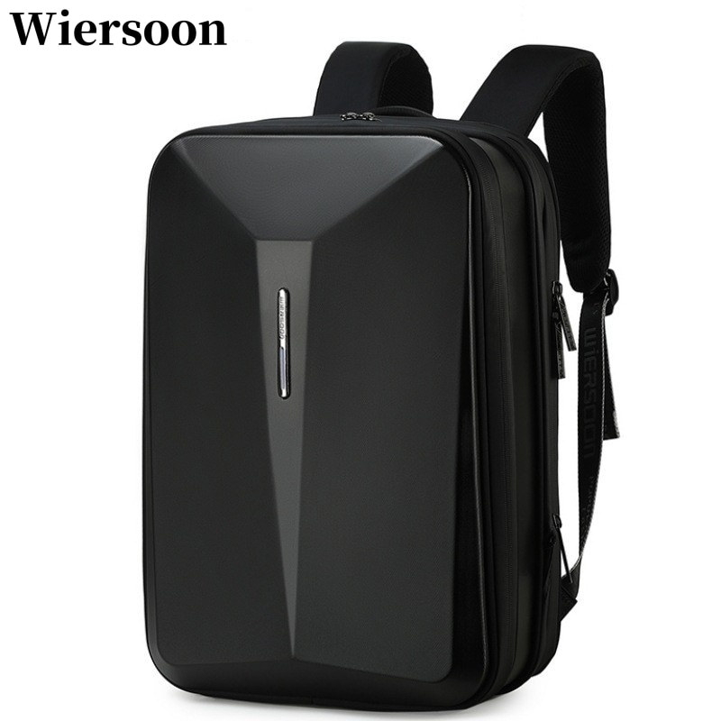 Waterproof Business Backpack With Password Lock, Anti-Theft Hard Shell, USB Port, Large Capacity, Expandable, Men's Travel, Black (15.6")_voghion.com