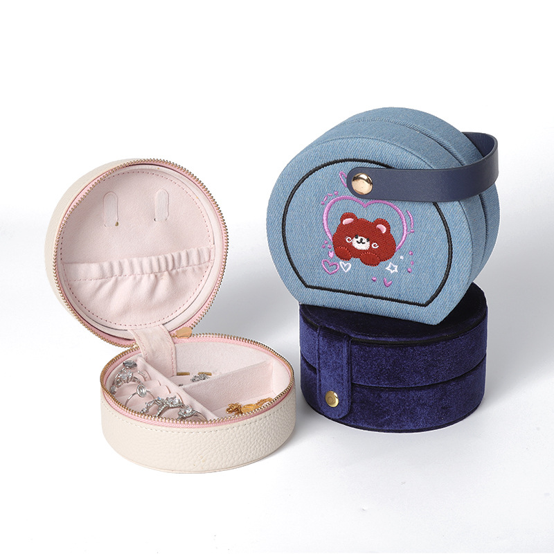 Alhajero Portátil de Viaje de Cuero PU Portátil para Anillos y Collares
