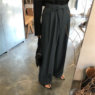 Now 2025 New Autumn Korean Dongdaemun Adjustable Waistband Straight-Leg Casual Drape Effect Dress Pants