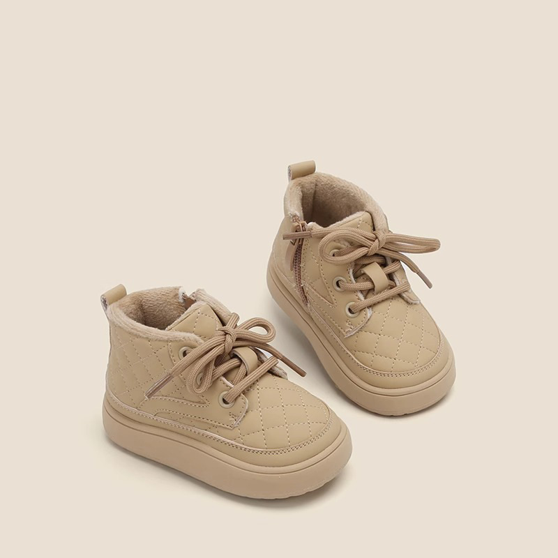 Boys' short boots soft bottom toddler shoes baby children's shoes autumn and winter fleece-lined children's snow boots baby girls' warm cotton shoes