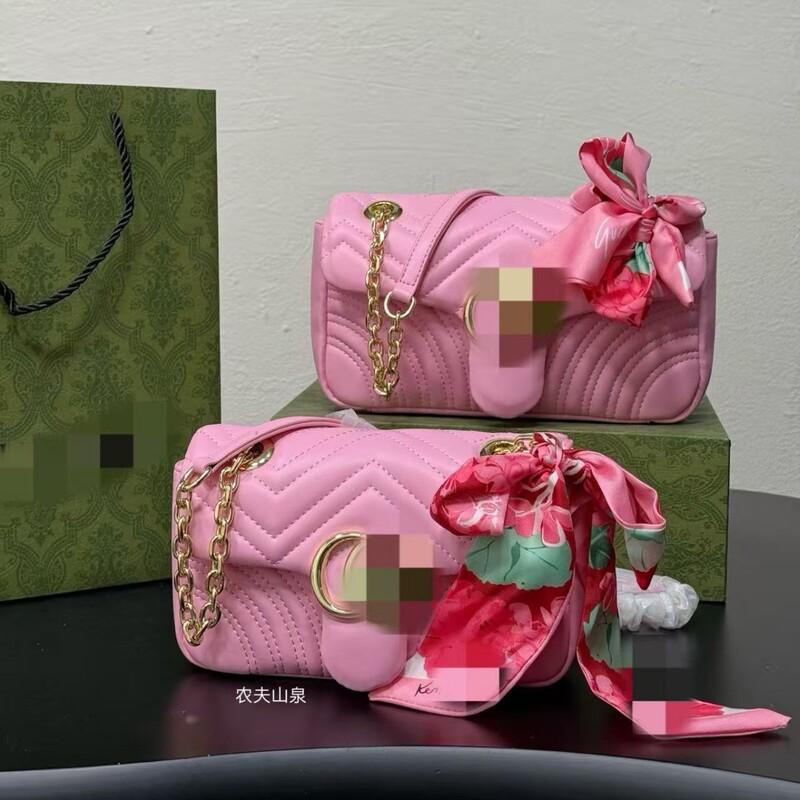 2024 New Women's Bag Gujia Gg Wave Pattern Marmont Bag Genuine Leather Chain Crossbody Bag 446744 2024 New Women's Bag Gujia Gg Wave Pattern Marmont Bag Genuine Leather Chain Crossbody Bag 446744