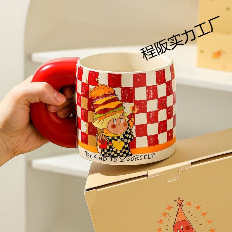 漫画星人マグカップ牛乳カップ陶磁器カップレトロ朝食カップ子供水カップ東泰食器ネット赤|undefined