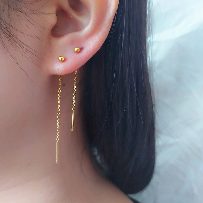 New Titanium Steel 18K Gold Beads Simple Earring