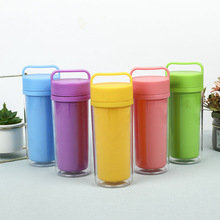 厂家生产塑料运动水杯刻度扣盖便捷式携带户外健身蛋白粉摇摇杯