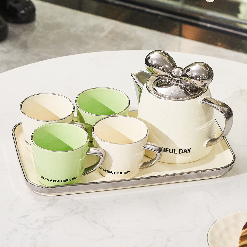 陶瓷茶具全套下午茶杯子茶壶套装家用高级感水杯乔迁礼品批发