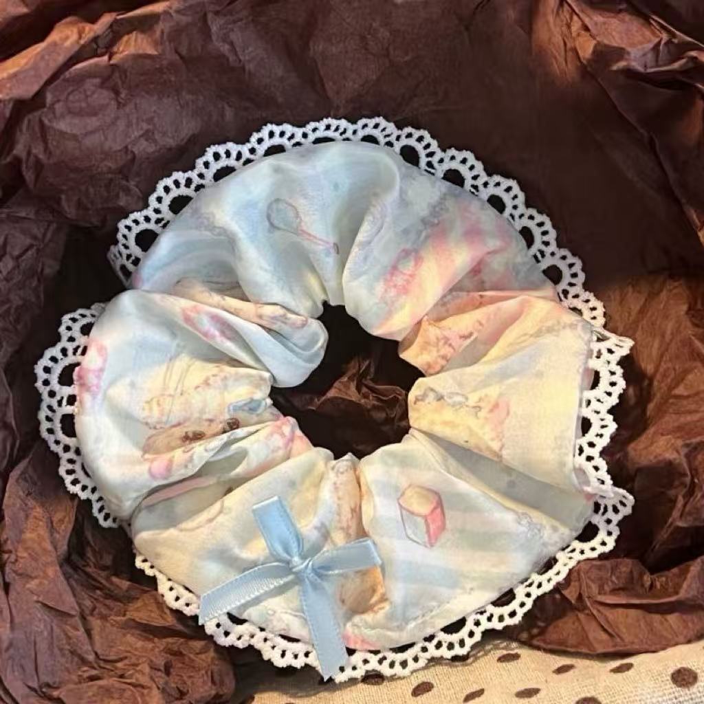 AL Hair Ring No.48 - Pintura al óleo de encaje Gato azul