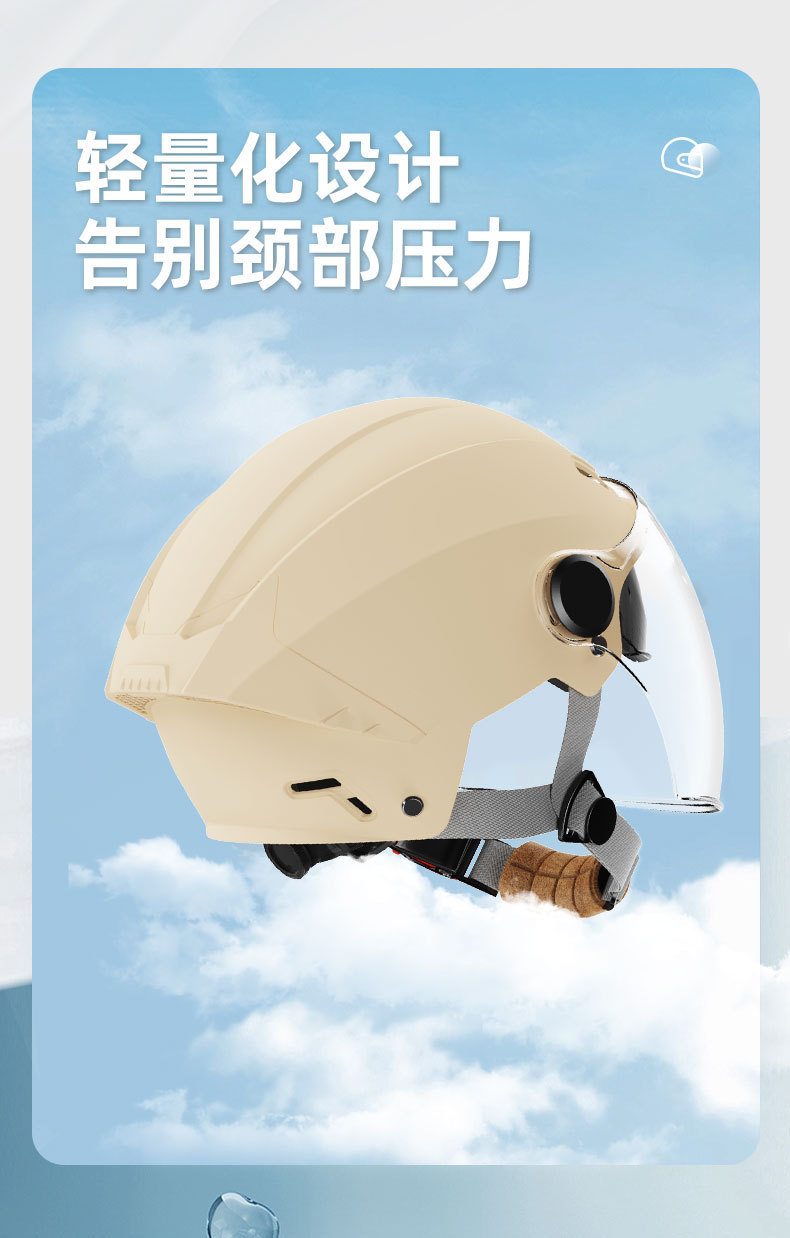 Electric Motorcycle Helmet 3C Certified Sunscreen Half Helmet
