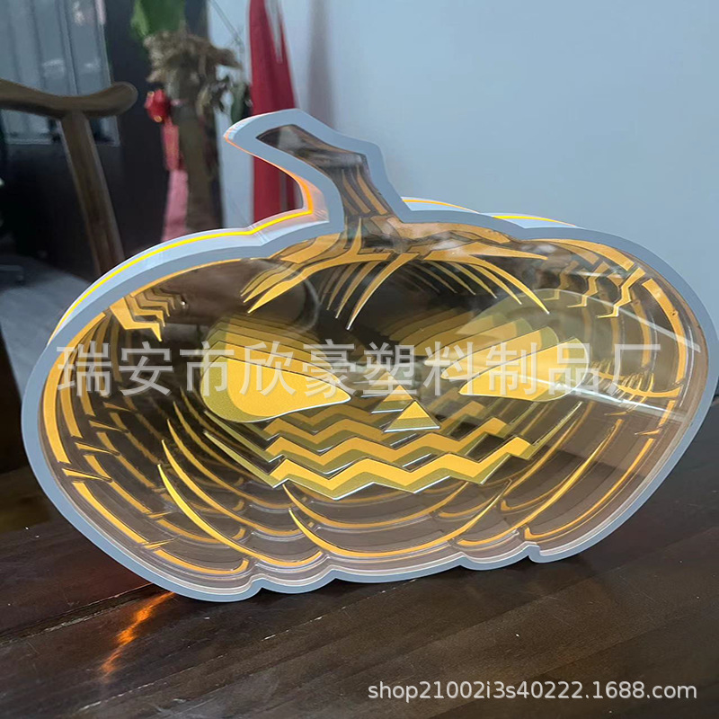 2024新款万圣节南瓜餐桌摆件道具装饰品带夜光灯节日派对装饰用品