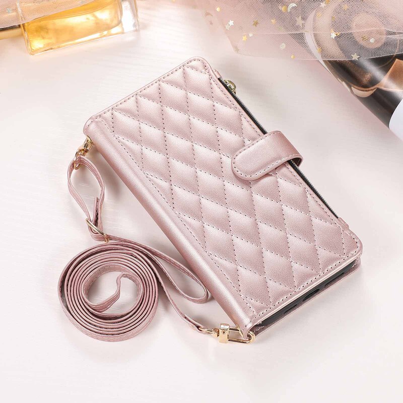 Suitable for Apple 16Pro Zipper Bag Leather Case 15 Mobile Phone Case iPhone 14 Crossbody 13 Card 17Max Flip Cover 12