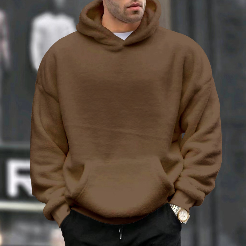 Herren Winter Kapuzenpullover Aus Flanell Mit Lammwolle Gefüttert_voghion.com