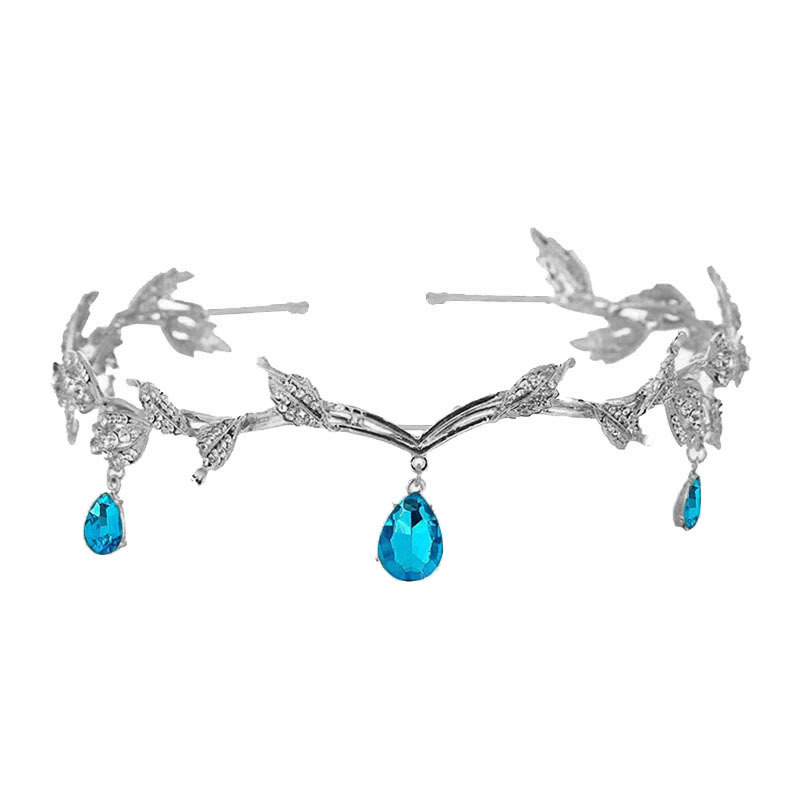 Corona barroca para mujer, dije de ceja nupcial de aleación con forma de gota de agua y hoja, diadema de princesa, accesorios para el cabello retro con diamantes de imitación