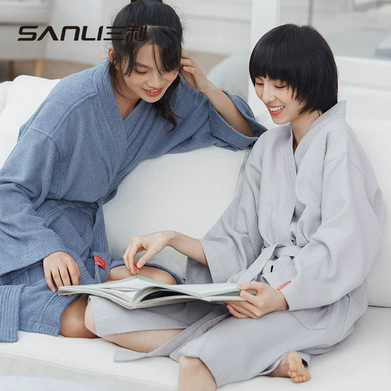 [Новый халат] Sanli Towel Халат для взрослых из чистого хлопка Большая ночная рубашка Вафельная ткань Пижамы Домашняя одежда для пар