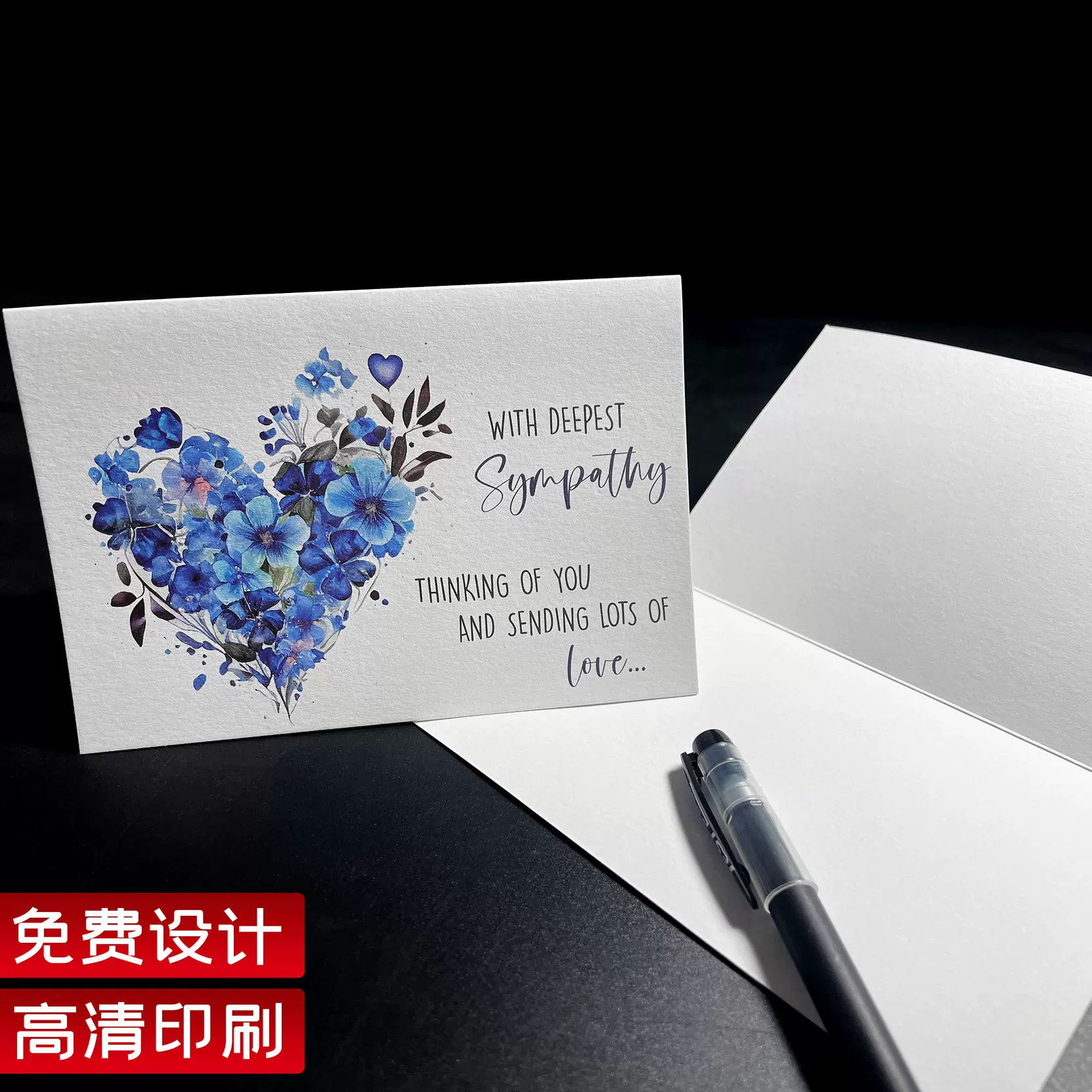 跨境英文感谢卡定制生日贺卡外贸小卡片留言祝福卡烫金感谢礼品