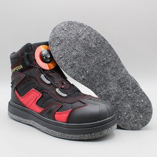 New Large Size Outdoor High-Top Shoes for Men Fishing Non-Slip Reef Climbing Sea Fishing Wild Fishing Waterproof Felt Bottom Fishing Shoes