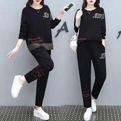 新款2025春秋胖妹妹洋气减龄休闲两件套大码女装时髦心机遮肉套装